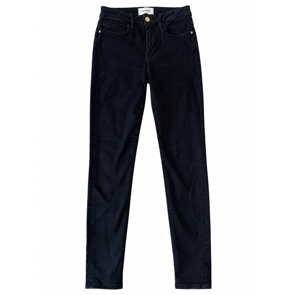 Frame Le One Skinny Jeans Larsen Black High Rise Stretch Denim Size 1 LOSK630